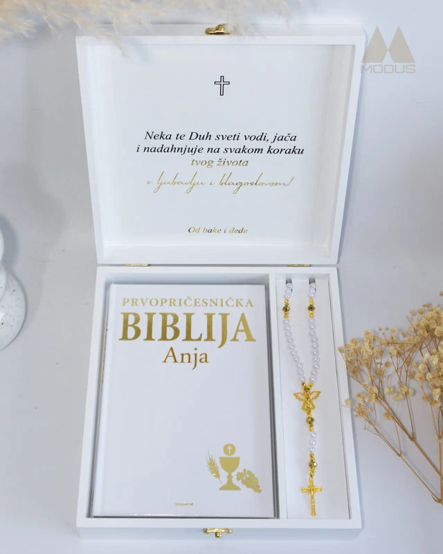 Premium pričest set s Biblijom i krunicom
