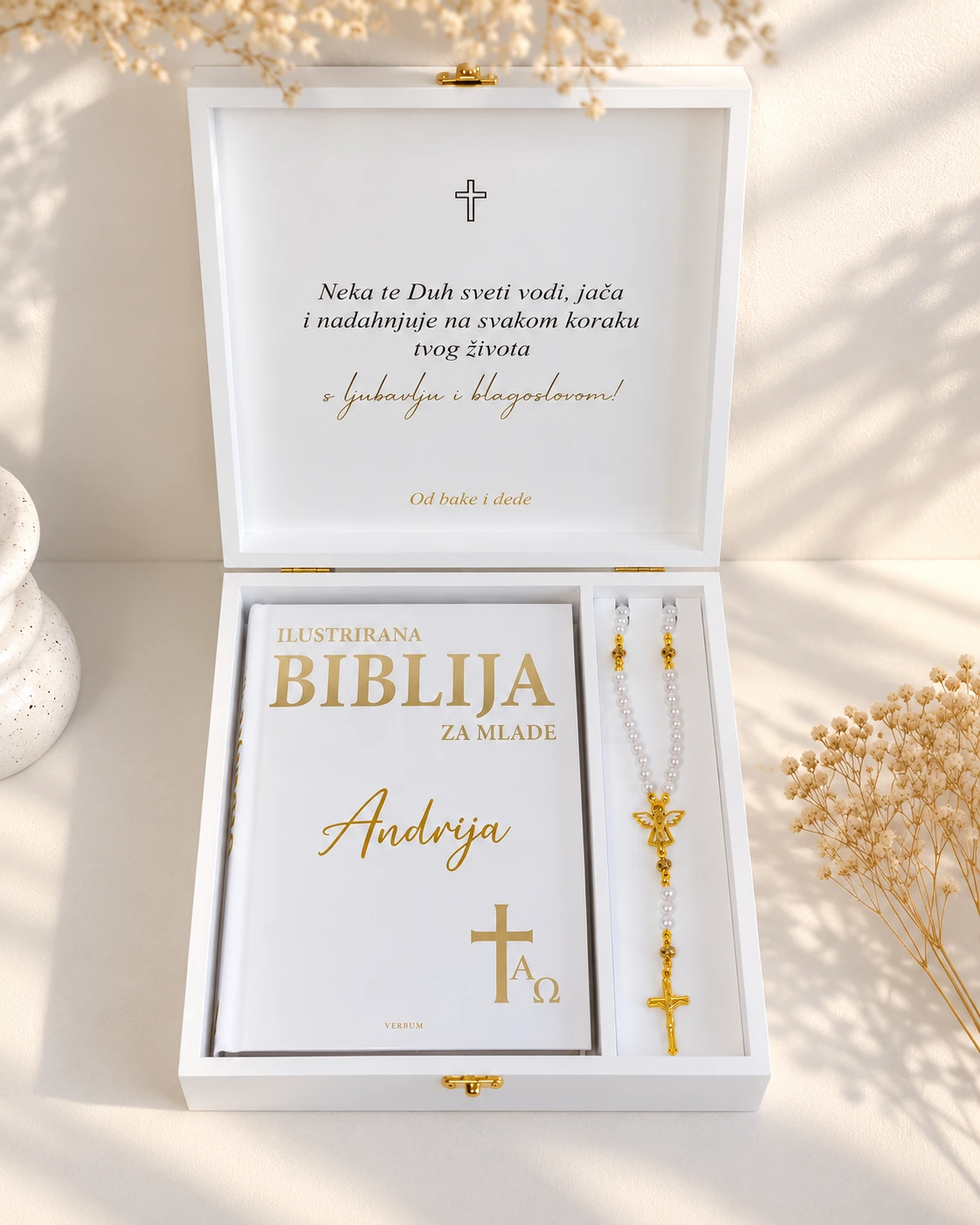 Premium krizma set s Biblijom i krunicom